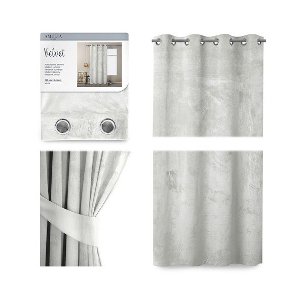 Balts samta aizkars AmeliaHome Velvet, 140 x 245 cm-image-2