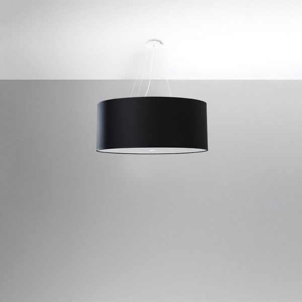 Melna piekaramā lampa ar auduma abažūru ø 70 cm Volta – Sollux-image-2
