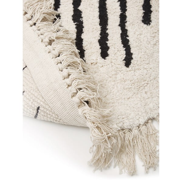 Bēši melns ar rokām austs kokvilnas paklājs Westwing Collection Fini, ø 150 cm-image-3