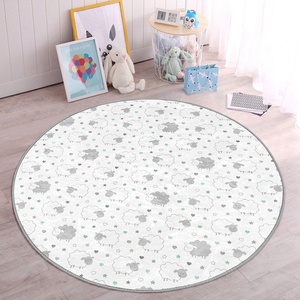 Balts/gaiši pelēks bērnu paklājs ø 80 cm Comfort – Mila Home-image-2