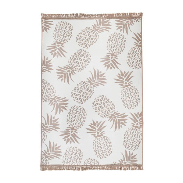 Bēšs un balts divpusējais paklājs Pineapple, 80 x 150 cm