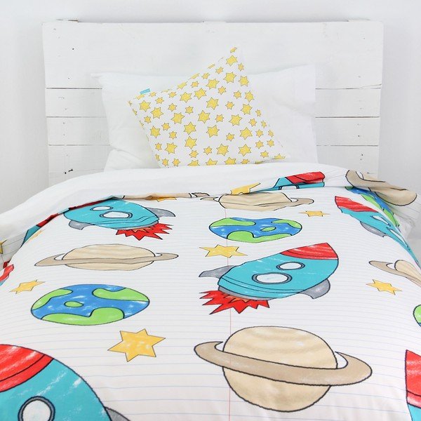 Bērnu kokvilnas sega un spilvens Mr. Fox Space Rocket, 140 x 200 cm-image-1