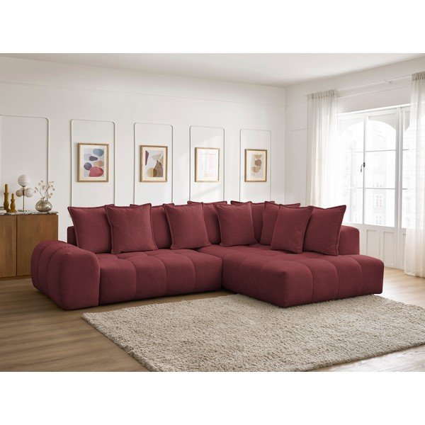 Bordo salokāms/ar uzglabāšanas vietu stūra dīvāns no šenila auduma (ar labo stūri/L veida) Everest – Bobochic Paris-image-1