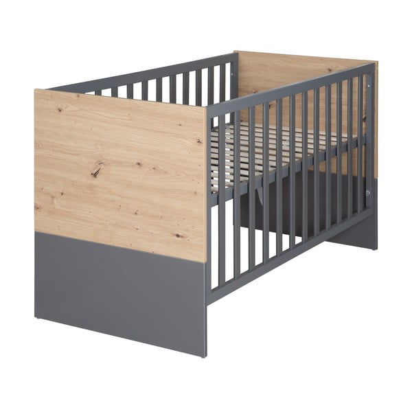 Pelēka/dabīga toņa bērnu gultiņa 60x120 cm Anna – Roba