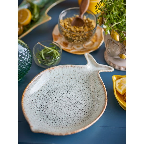 Zils/bēšs servēšanas akmensmasas šķīvis Fleur – Bloomingville-image-4