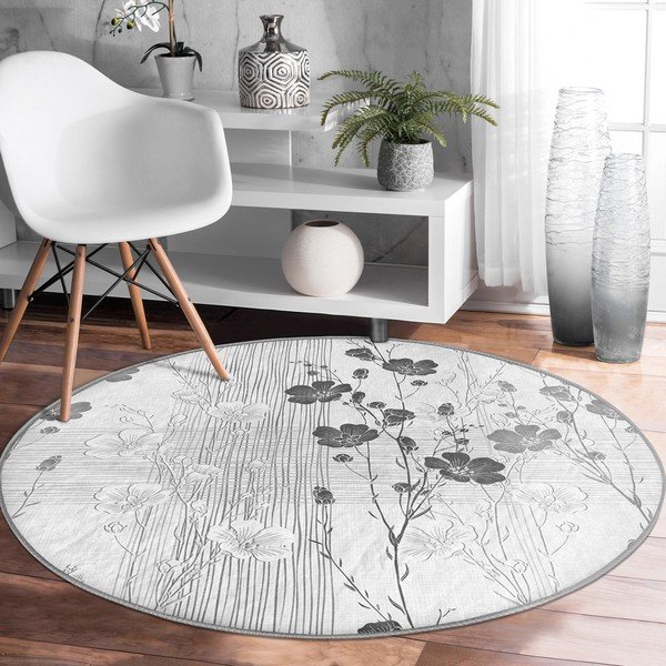 Pelēks mazgājams robotu putekļu sūcējiem piemērots apaļš paklājs ø 80 cm Comfort – Mila Home-image-3