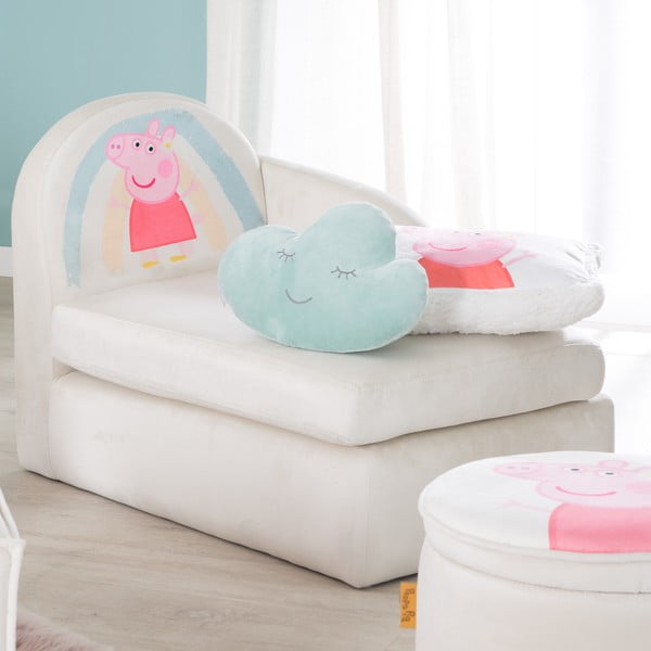 Balts samta bērnu dīvāns 75 cm Peppa Pig – Roba-image-1