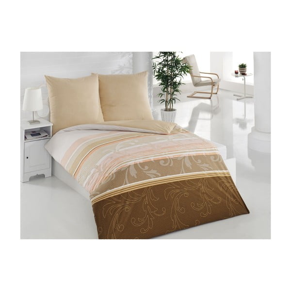 Gultas veļa ar spilvenu DoRedea Brown, vienguļamā gulta, 135x200 cm