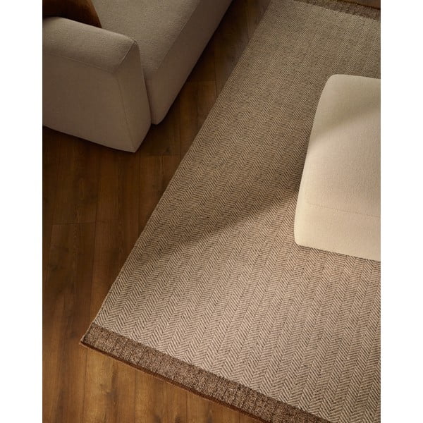 Bēšs divpusējs/ar rokām darināts vilnas paklājs 160x230 cm Nifelia – Kave Home-image-2