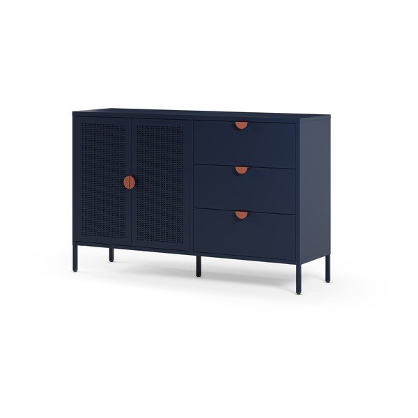 Tumši zila metāla kumode 140x90x40 cm Sayla – Marckeric-image-4
