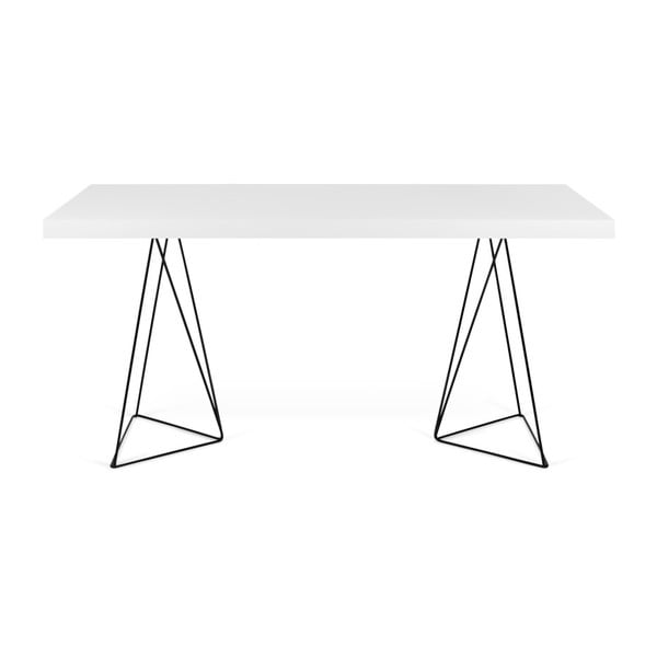 Balts pusdienu galds ar metāla kājām TemaHome Trestle, 90 x 160 cm