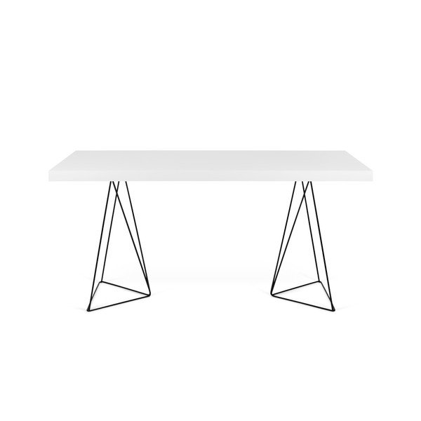 Balts pusdienu galds ar metāla kājām TemaHome Trestle, 90 x 160 cm