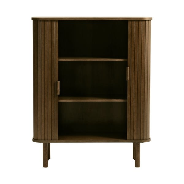 Brūns skapītis ar ozolkoka imitāciju ar bīdāmām durvīm 113x90 cm Cavo – Unique Furniture-image-3