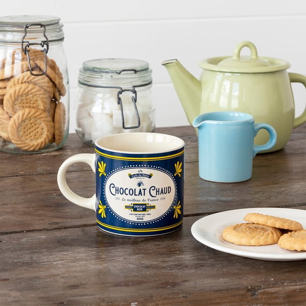 Tumši zila/krēmkrāsas keramikas krūze 350 ml Chocolat Chaud – Rex London-image-1