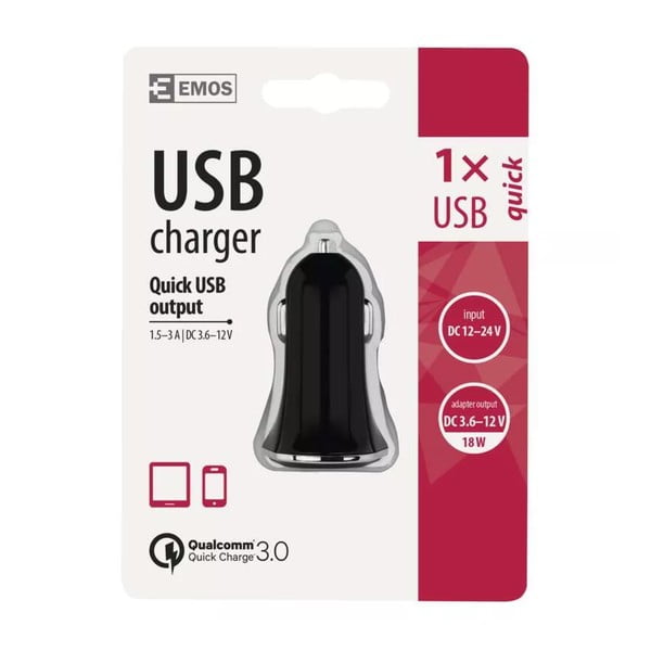 USB automašīnas lādētājs Quick Auto – EMOS-image-1