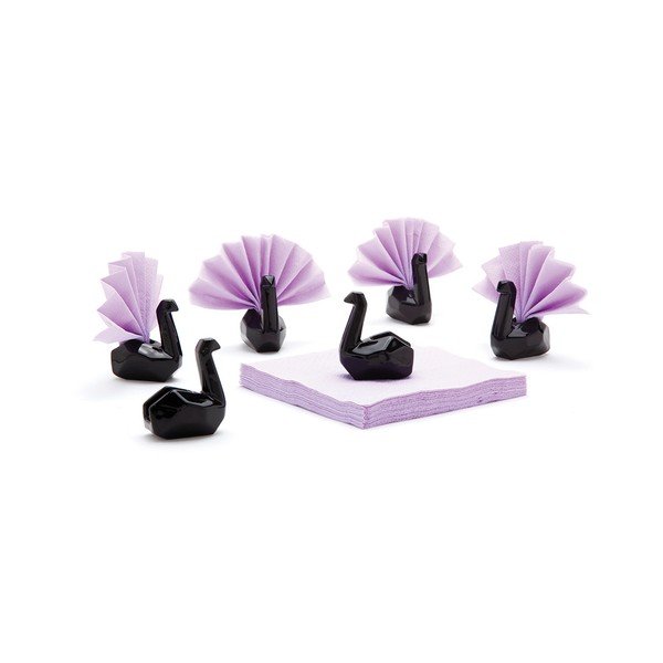 Keramikas salvešu turētāju komplekts, Salvešu turētājs gulbis 6 gab, melns-image-1