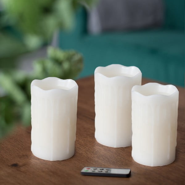 3 LED sveču komplekts ar tālvadības pulti DecoKing Drip, augstums 12,5 cm-image-3