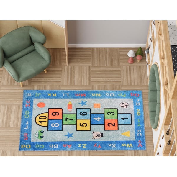 Zils mazgājams bērnu rotaļu paklājs 160x230 cm Hopscotch Blue – Vitaus-image-1