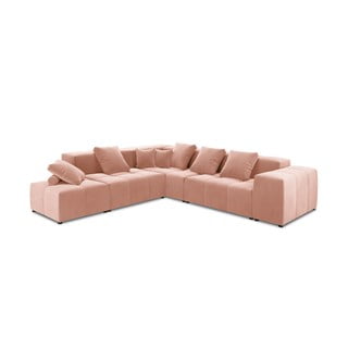 Rozā samta stūra dīvāns (maināms stūris) Rome Velvet – Cosmopolitan Design 