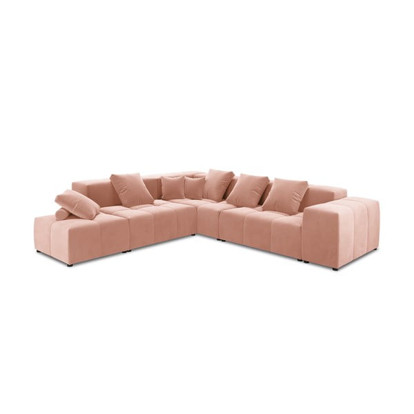 Rozā samta stūra dīvāns (maināms stūris) Rome Velvet – Cosmopolitan Design 