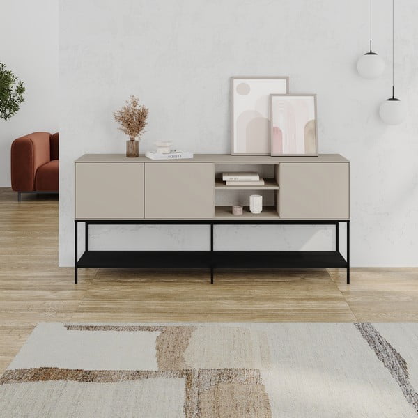 Melna/krēmkrāsas kumode 180x80x40 cm Amira – Marckeric-image-1