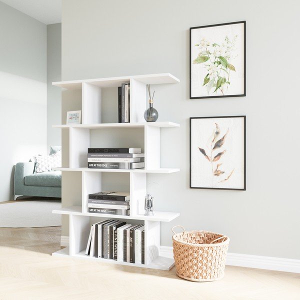 Balts grāmatu plaukts 90x127 cm Harmon – Kalune Design-image-2