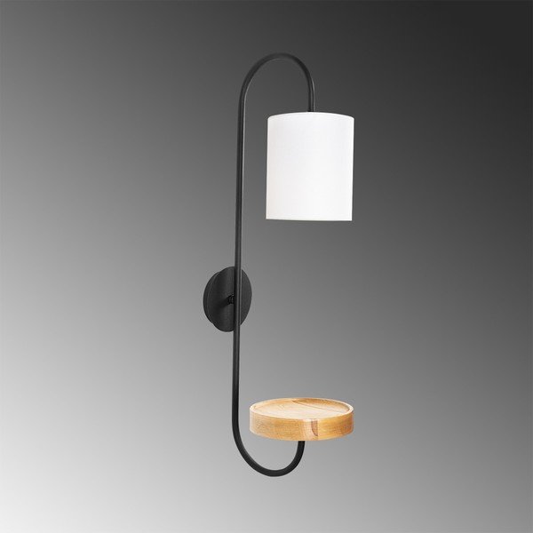 Melna metāla sienas lampa ar baltu abažūru Opviq apgaismojums Marylena-image-1