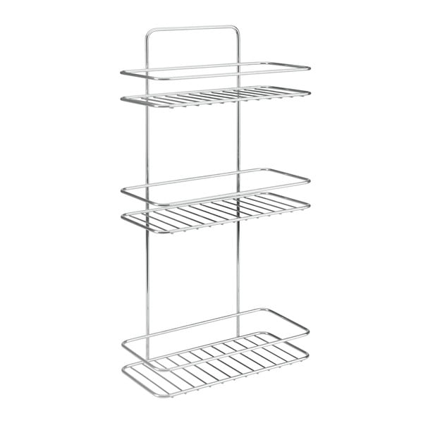 Spīdīgas sudraba krāsas tērauda piekarināms vannas istabas plaukts ar uzstādīšanu bez urbšanas Luxy – Metaltex