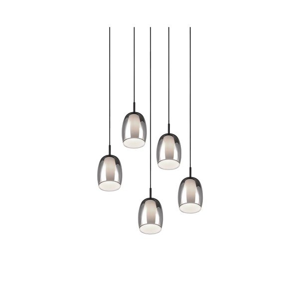 Melna/sudraba krāsas piekaramā lampa ar stikla abažūru ø 48 cm Barret – Trio Select-image-3