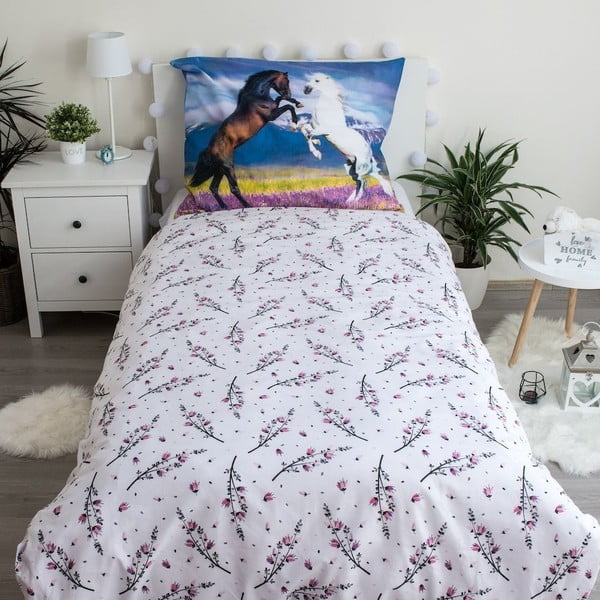 Vienguļamā kokvilnas bērnu gultas veļa 140x200 cm Horse "Meadow" – Jerry Fabrics-image-2