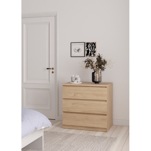 Dabīga toņa kumode ar ozolkoka imitāciju 77x76x50 cm Naia – Tvilum-image-1