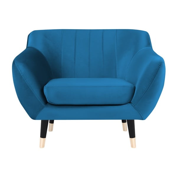Zils atpūtas krēsls ar melnām kājām Mazzini Sofas Benito