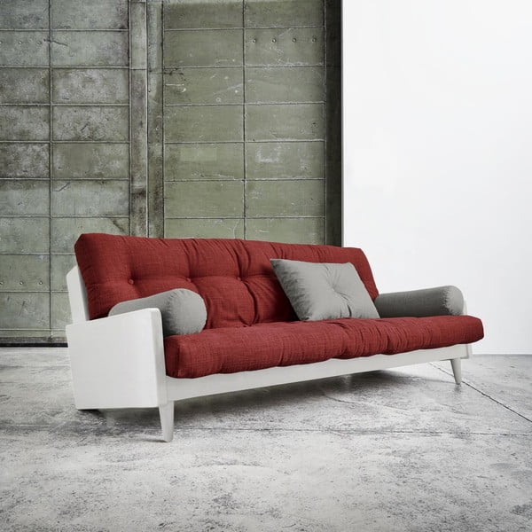 Dīvāns gulta Karup India White/Passion Red/Granite Grey