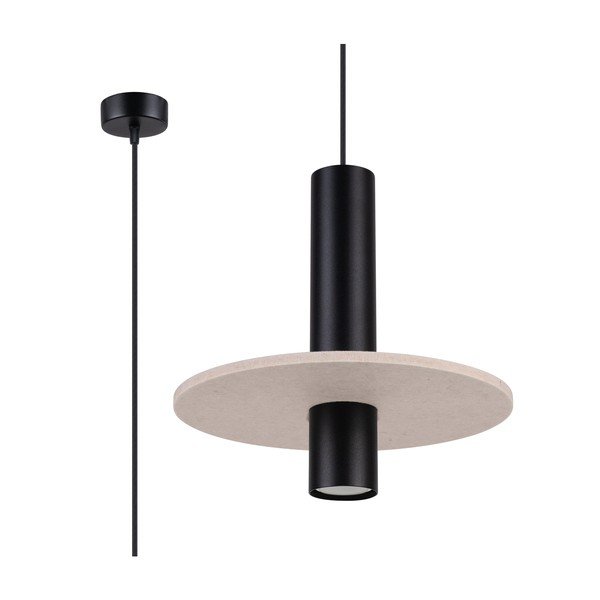 Melna/bēša metāla piekaramā lampa ø 30 cm Olisa – Sollux-image-4