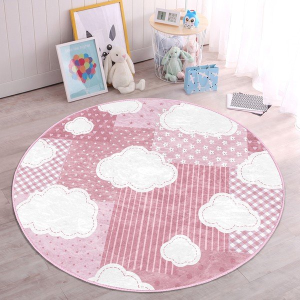 Rozā bērnu paklājs ø 100 cm Comfort – Mila Home-image-4
