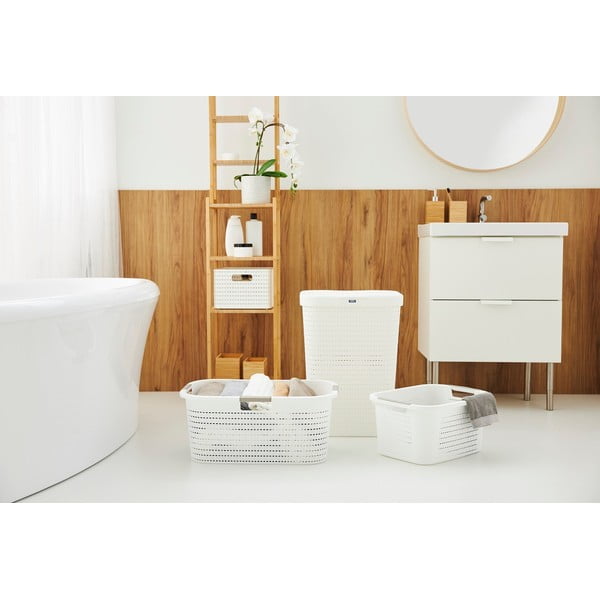 Balts plastmasas veļas grozs 55 L Country – Rotho-image-3