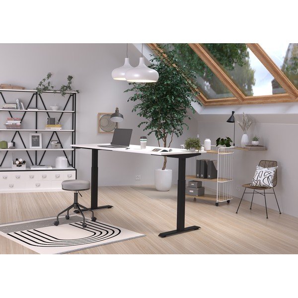 Darba galds ar elektriski regulējamu augstumu un baltu galda virsmu 80x180 cm Jet – Germania-image-1
