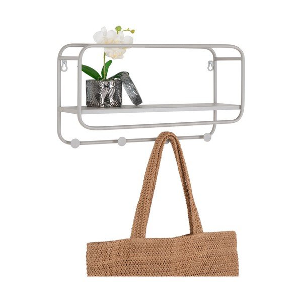 Gaiši pelēks metāla sienas pakaramais ar plauktu Feira – House Nordic-image-3