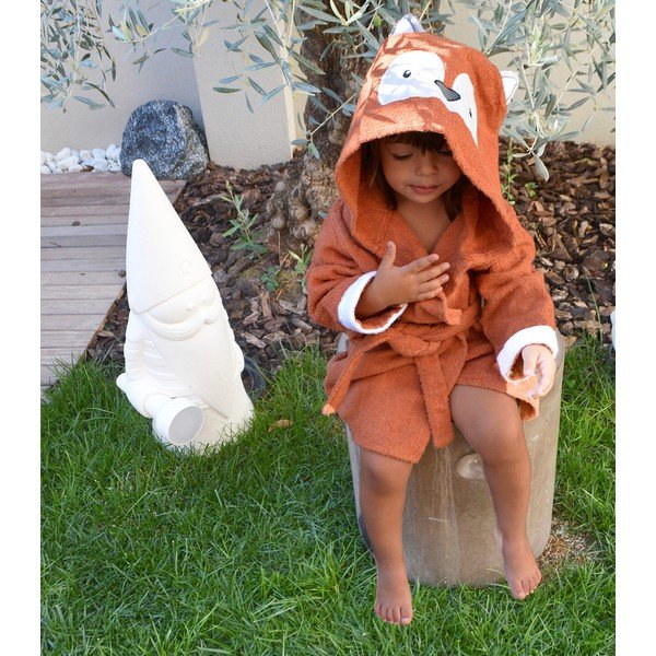 Oranžs kokvilnas halāts bērniem S izmērs Fox – Rocket Baby-image-4