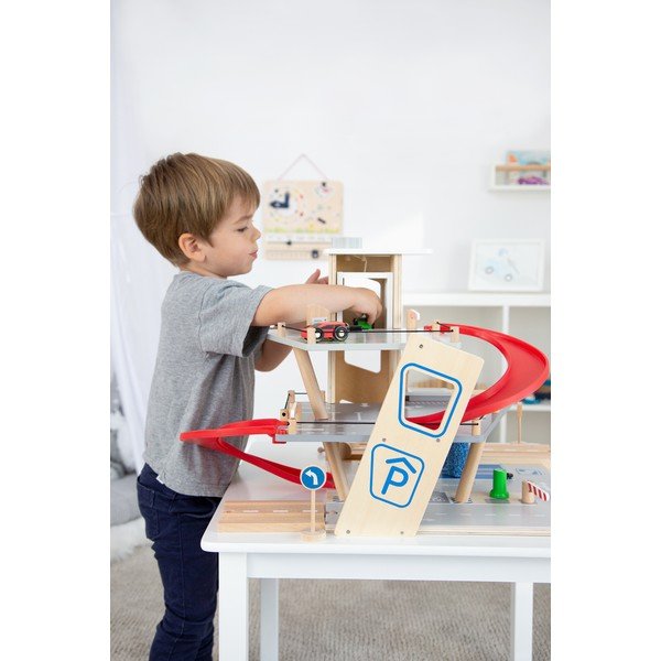 Bērnu koka autostāvvieta ar mašīnām Legler Car Park-image-1