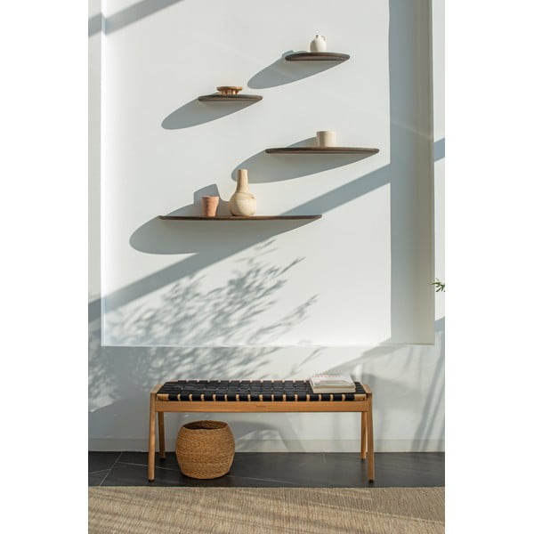 Brūns ozola masīvkoka sienas plaukts 100 cm Mu – Gazzda-image-4