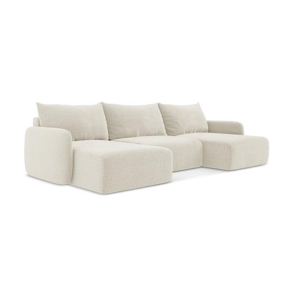 Krēmkrāsas salokāms/ar uzglabāšanas vietu stūra dīvāns Kalena – Makamii-image-1