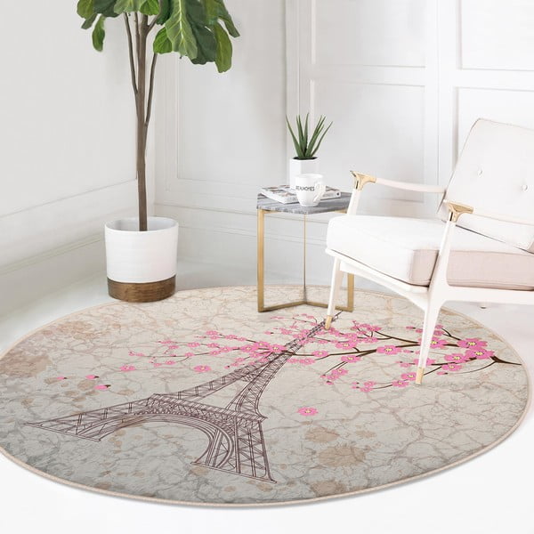 Gaiši rozā mazgājams robotu putekļu sūcējiem piemērots apaļš paklājs ø 120 cm Comfort – Mila Home-image-3