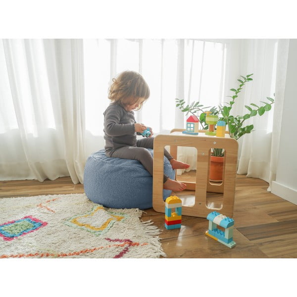 Pelēks bērnu pufs no buklē auduma Blue – Really Nice Things-image-1