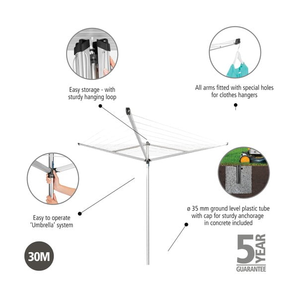 Sudraba krāsas dārza veļas žāvētājs 30 m Essential – Brabantia-image-4