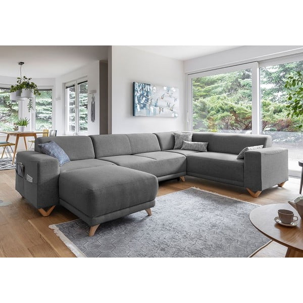 Pelēks salokāms/ar uzglabāšanas vietu stūra dīvāns (ar labo stūri/U veida) Classy Sophie – Miuform-image-3