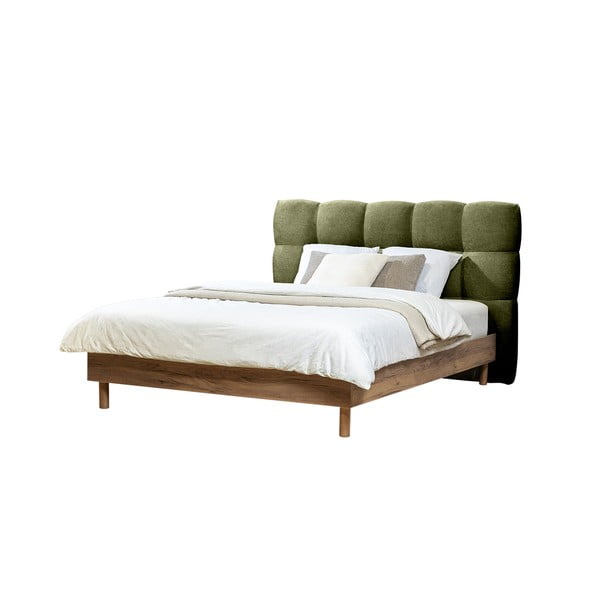 Zaļa polsterēta divvietīga gulta ar redelēm 160x200 cm Kumo – Bobochic Paris