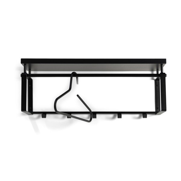 Melns metāla sienas pakaramais ar plauktu 70 cm Rex – Spinder Design-image-2