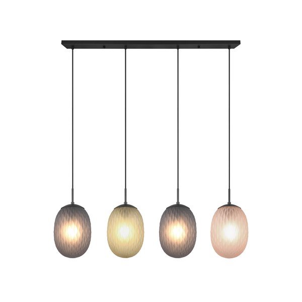 Matēti melna piekaramā lampa ar stikla abažūru Facette – Trio-image-4