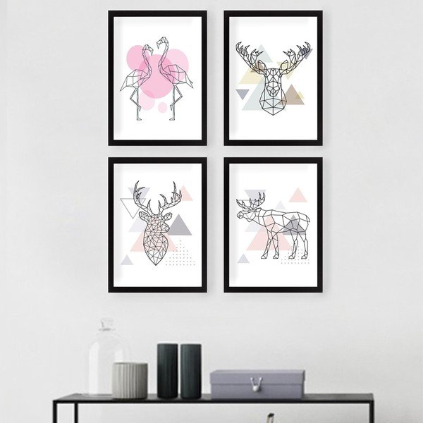 Gleznas (4 gab.) 24x29 cm Geometric Animals – Wallity-image-1